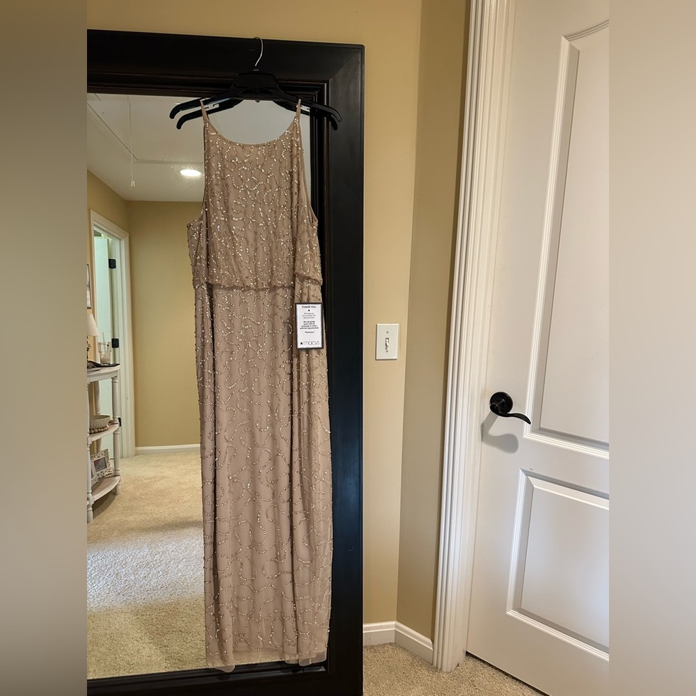 Adrianna Papell Beige Dress with Bead Accents